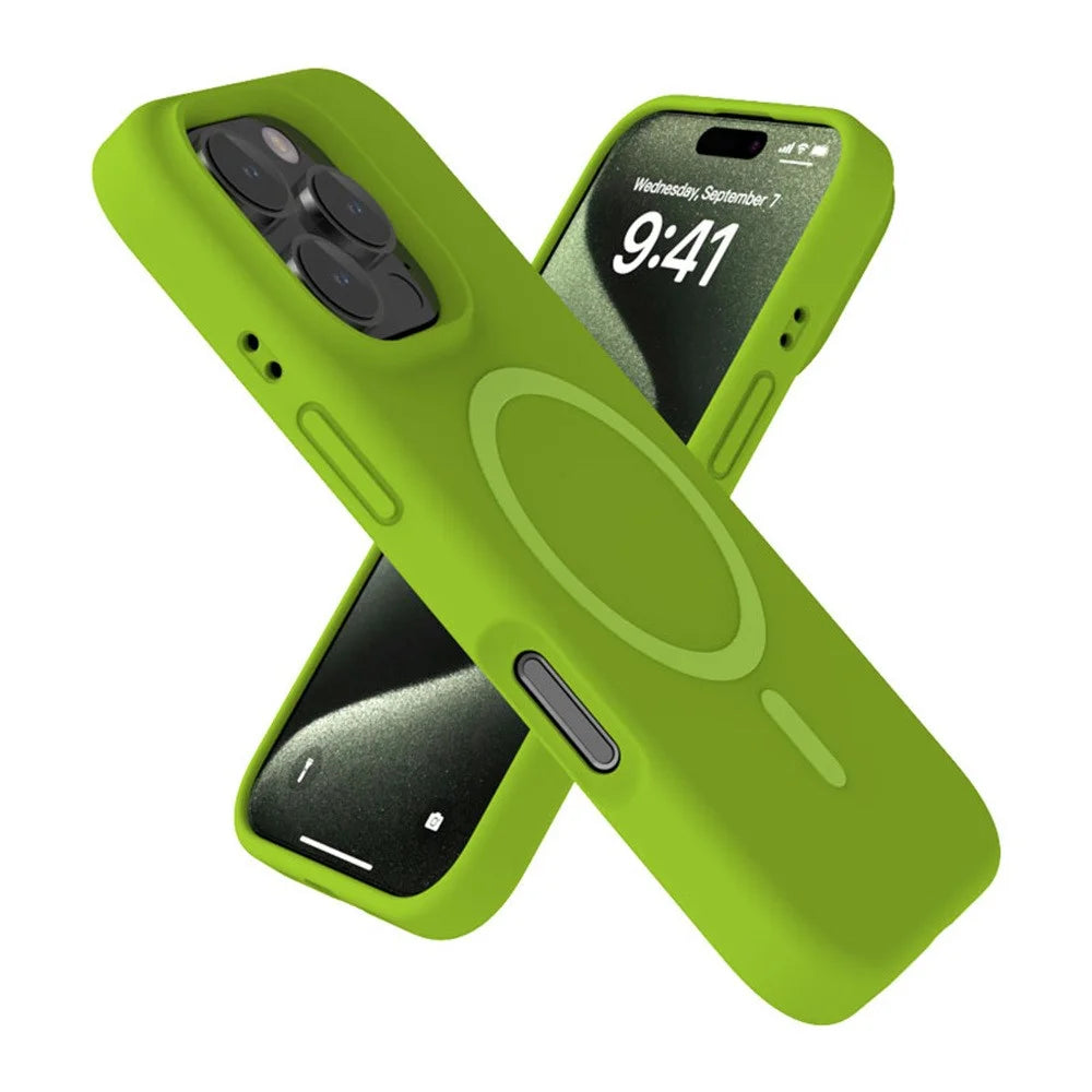 For iPhone 16 Pro Max Case Compatible with MagSafe PC+Liquid Silicone Phone Cover - Mustard Green - 2
