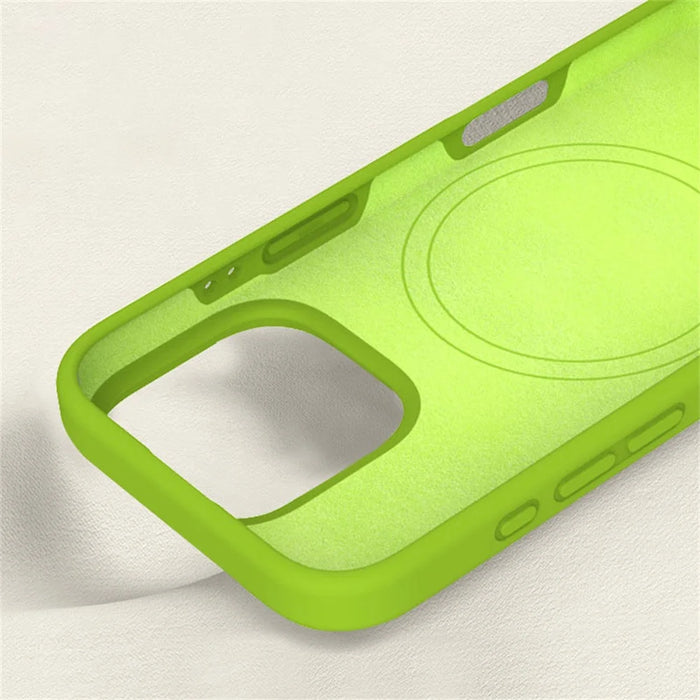 For iPhone 16 Pro Magnetic Case with Microfiber Lining PC+Liquid Silicone Phone Cover - Coffee - 7