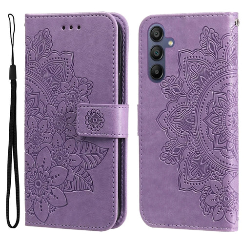 For Samsung Galaxy A18 5G / A18 4G / A17 5G / A17 4G / A26 5G / A16 5G / A16 4G Case Floral Pattern PU Leather Wallet Stand Phone Cover - Purple - 1