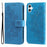 For Samsung Galaxy A06 4G Case Floral Pattern PU Leather Wallet Stand Phone Cover - Blue - 1