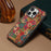 For iPhone 16 Pro Max Case with Card Holder Flowers Design Leather Phone Cover Kickstand - Spring  /  Green - 6