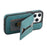 DENIOR D18 For iPhone 15 Pro Case Ring Kickstand Leather+PC+TPU Phone Cover Card Holder - Blue - 5