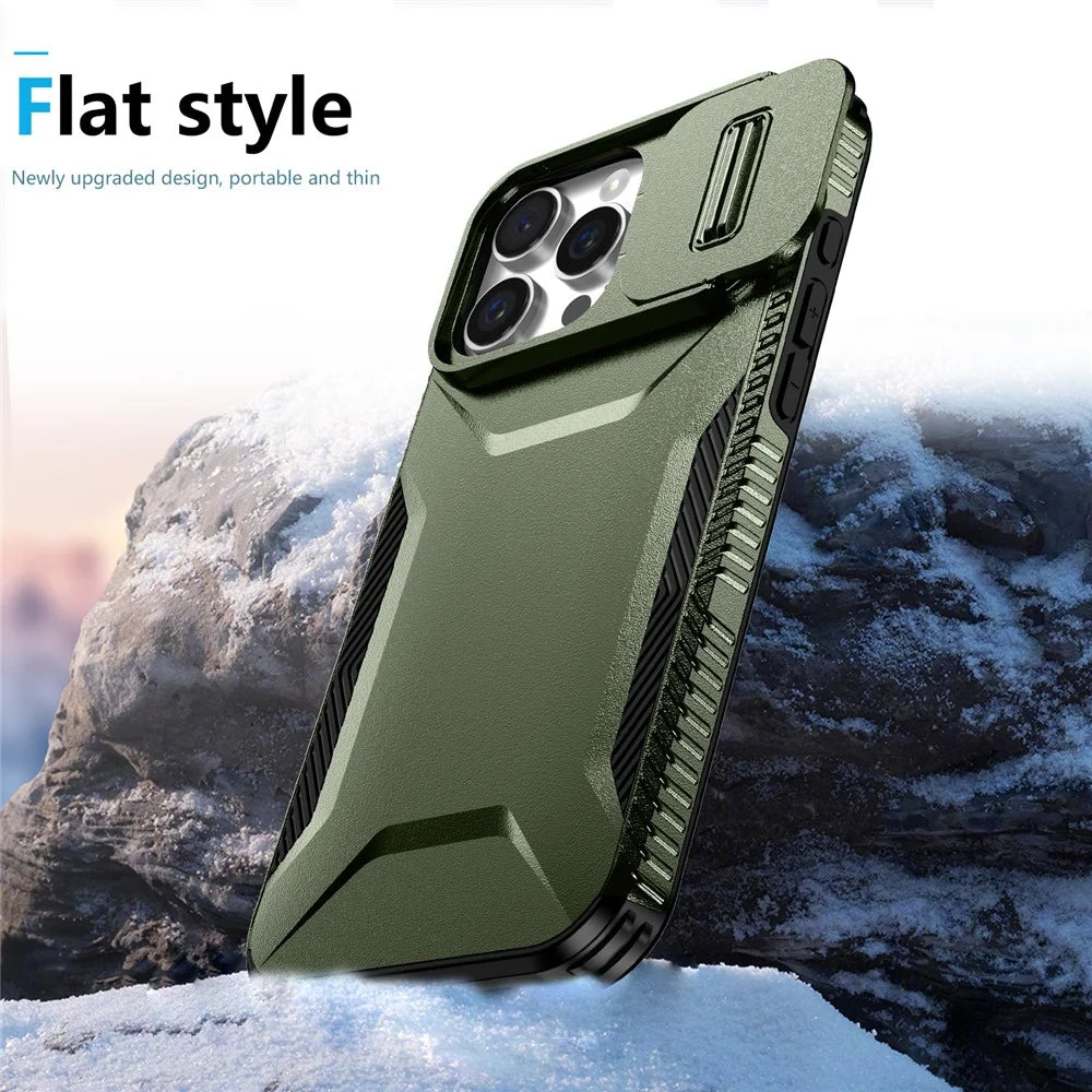 For iPhone 16 Pro Max Case Camshield TPU+PC Phone Cover Non-Slip Side Edge - Green - 5