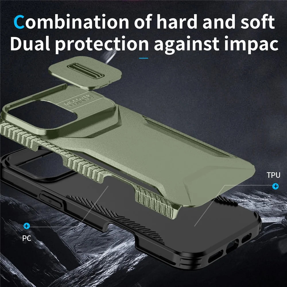 For iPhone 16 Pro Max Case Camshield TPU+PC Phone Cover Non-Slip Side Edge - Green - 6