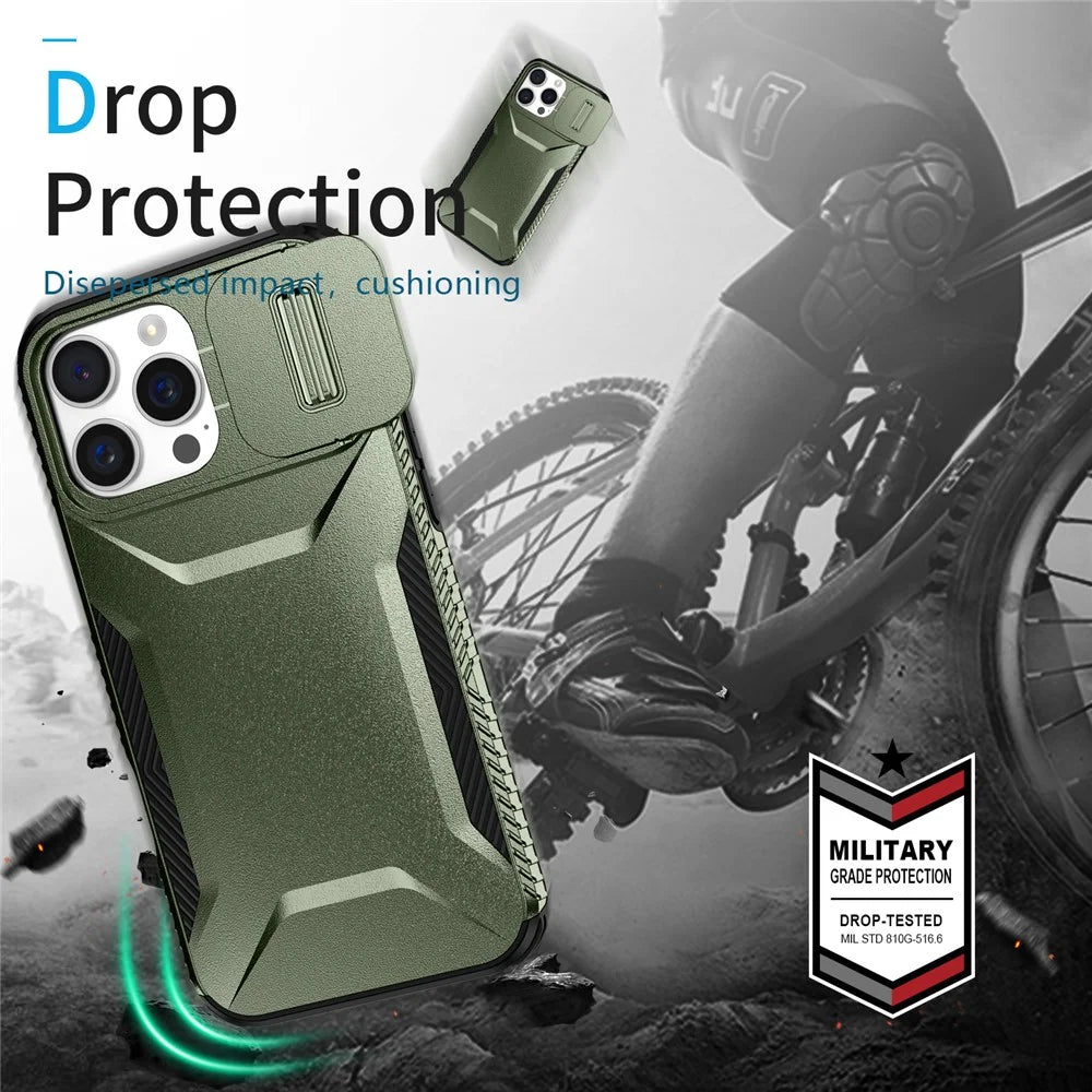 For iPhone 16 Pro Max Case Camshield TPU+PC Phone Cover Non-Slip Side Edge - Green - 7