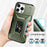 For iPhone 16 Pro Case Kickstand TPU+PC Phone Cover with Slide Lens Shield - Green - 5