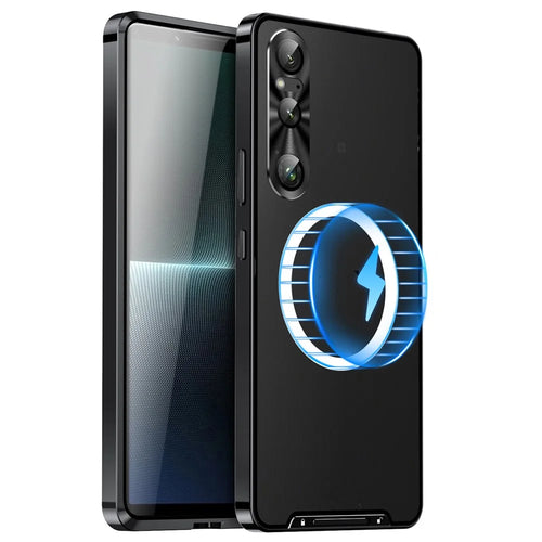 Magic Shield Magnetic Series for Sony Xperia 1 VI Case Metal+TPU Phone Cover with Lens Guard - Black - 1