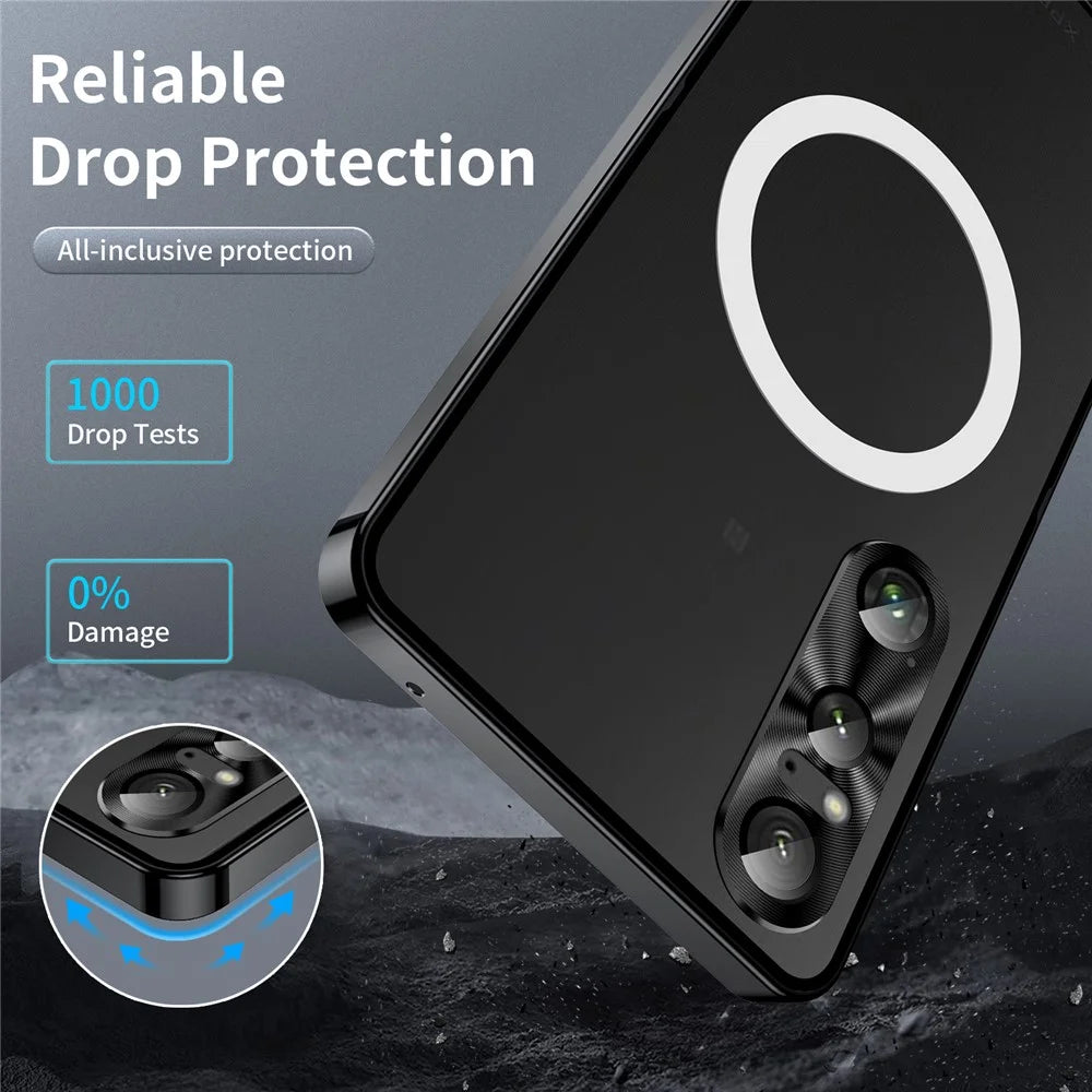 Magic Shield Magnetic Series for Sony Xperia 1 VI Case Metal+TPU Phone Cover with Lens Guard - Black - 2