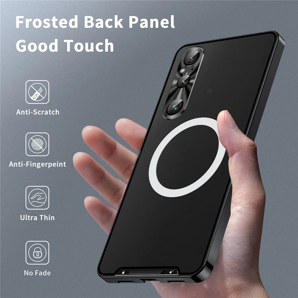 Magic Shield Magnetic Series for Sony Xperia 1 VI Case Metal+TPU Phone Cover with Lens Guard - Black - 3