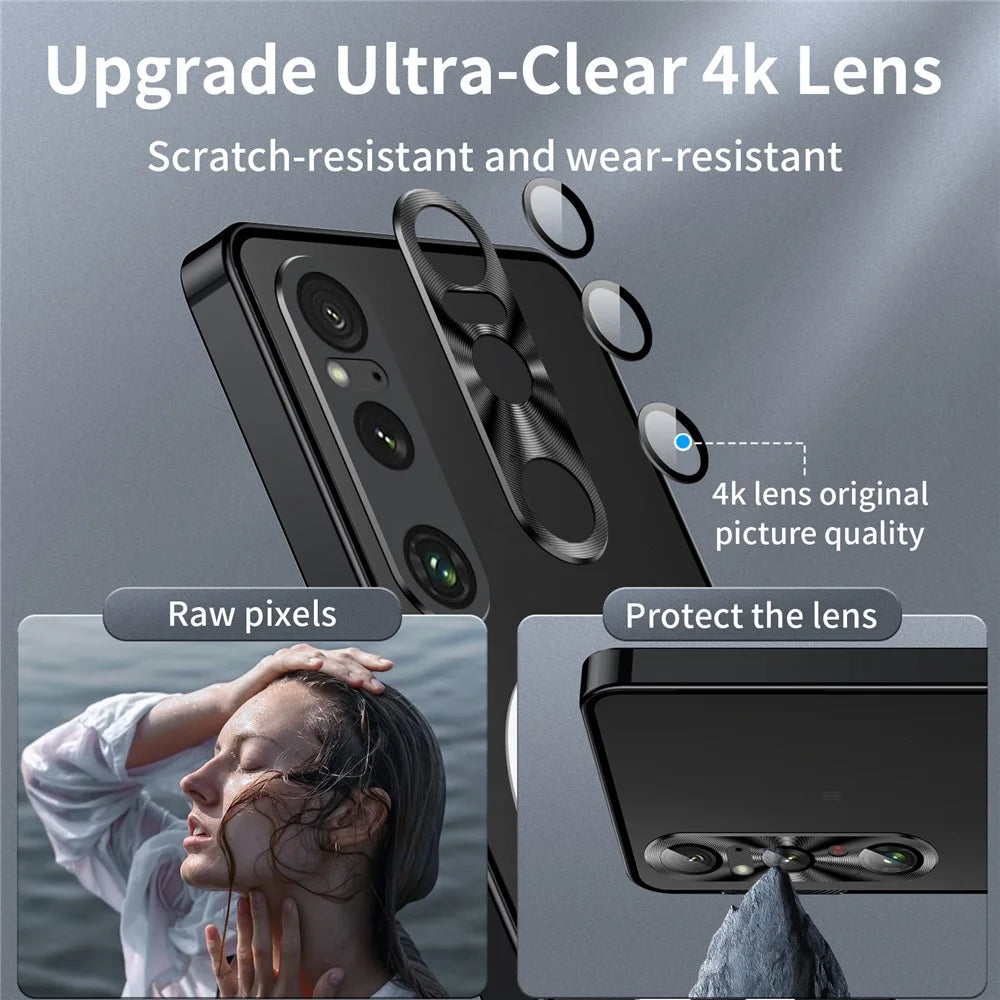 Magic Shield Magnetic Series for Sony Xperia 1 VI Case Metal+TPU Phone Cover with Lens Guard - Black - 5