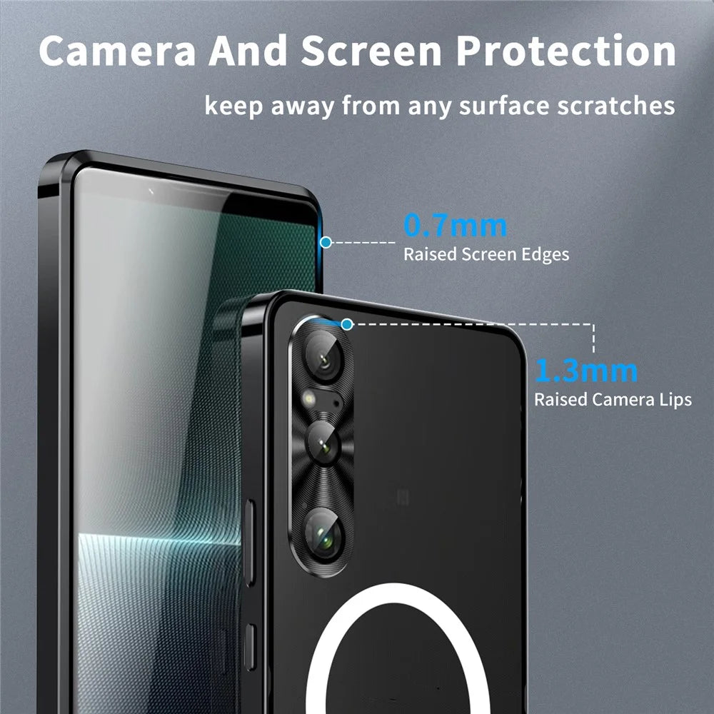 Magic Shield Magnetic Series for Sony Xperia 1 VI Case Metal+TPU Phone Cover with Lens Guard - Black - 7