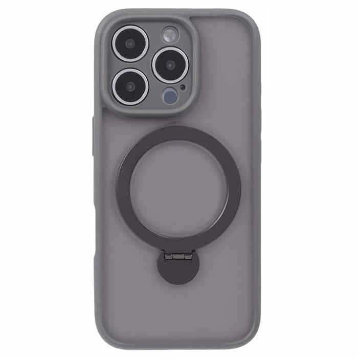 For iPhone 16 Pro Max Case Compatible with MagSafe Matte TPU+PC Phone Cover  Kickstand Ring Holder - Titanium Grey - 3