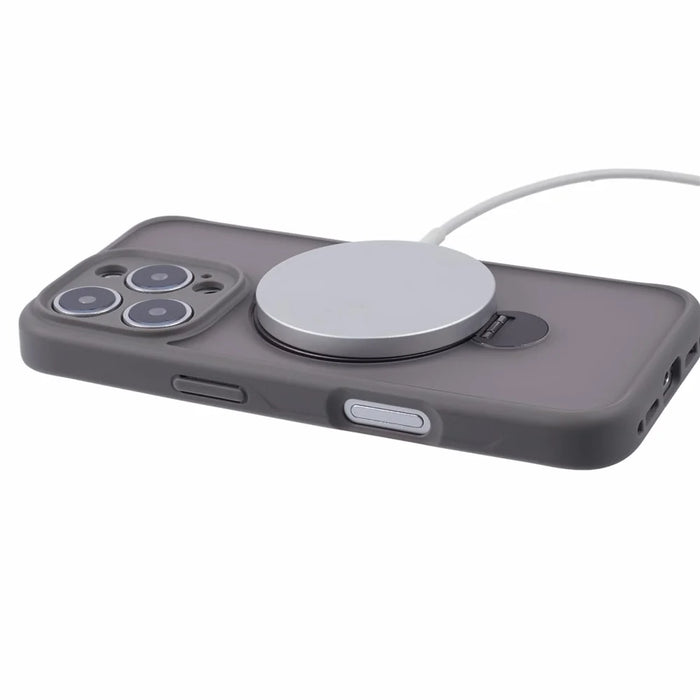 For iPhone 16 Pro Max Case Compatible with MagSafe Matte TPU+PC Phone Cover  Kickstand Ring Holder - Titanium Grey - 5