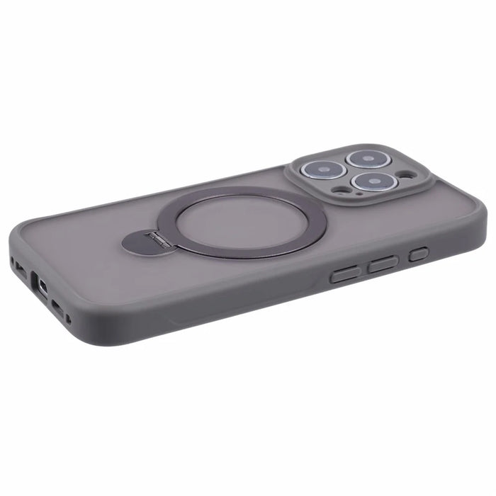 For iPhone 16 Pro Max Case Compatible with MagSafe Matte TPU+PC Phone Cover  Kickstand Ring Holder - Titanium Grey - 7