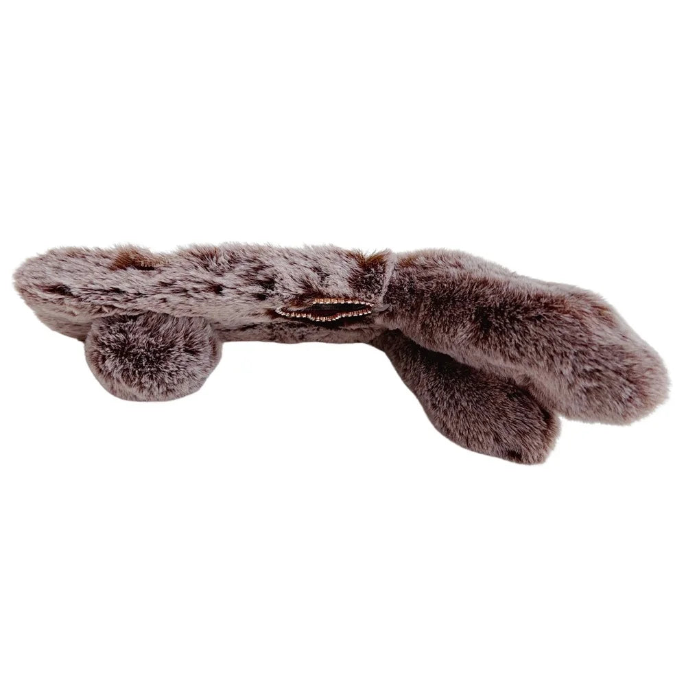 For iPhone 16 Case Bunny Ears Furry Soft Warm TPU Phone Cover - Brown - 6