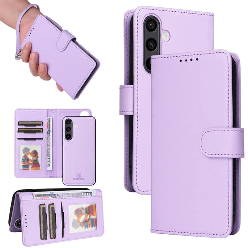 For Samsung Galaxy S24 FE Magnetic Case BETOPNICE Detachable PU Leather Phone Cover with Strap - Purple - 1