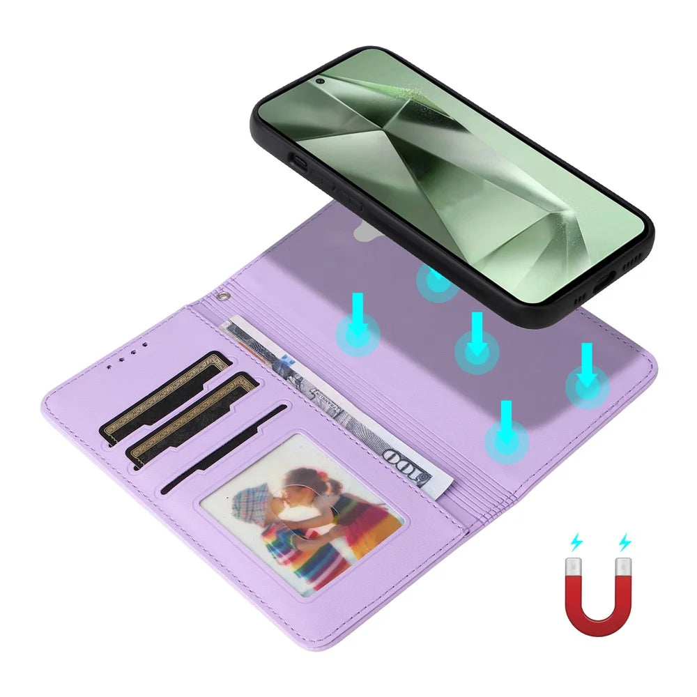 For Samsung Galaxy S24 FE Magnetic Case BETOPNICE Detachable PU Leather Phone Cover with Strap - Purple - 3