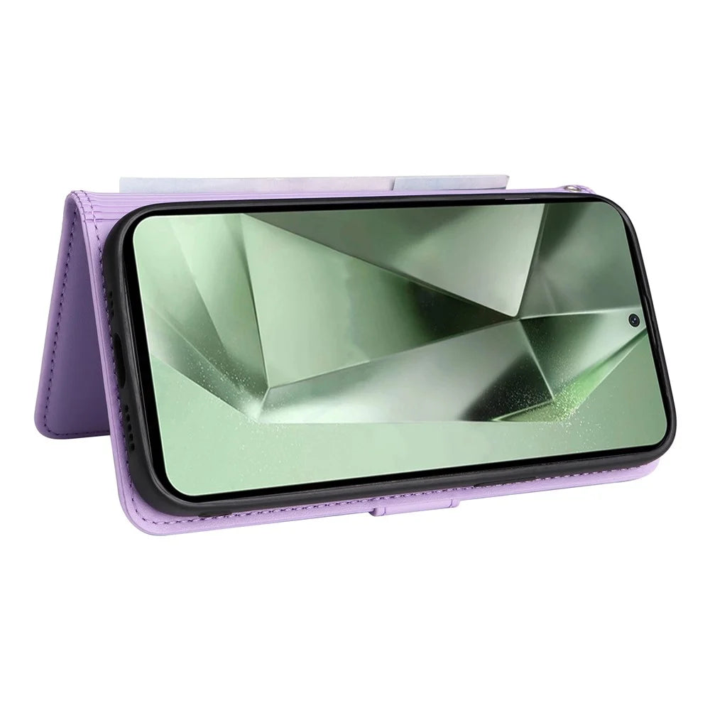 For Samsung Galaxy S24 FE Magnetic Case BETOPNICE Detachable PU Leather Phone Cover with Strap - Purple - 4