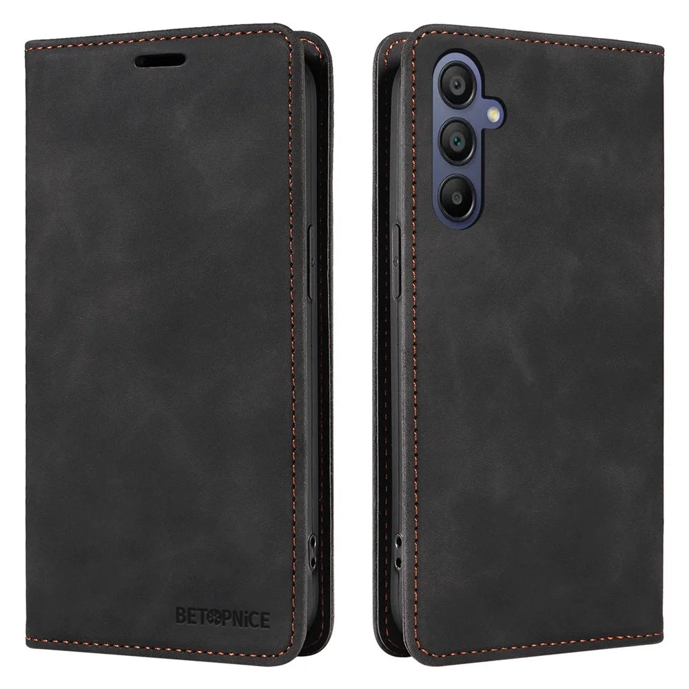 BETOPNICE 003 For Samsung Galaxy A18 5G / A18 4G / A17 5G / A17 4G / A26 5G / A16 5G / A16 4G Stand Case Anti-Scratch Leather Wallet Phone Cover - Black - 1