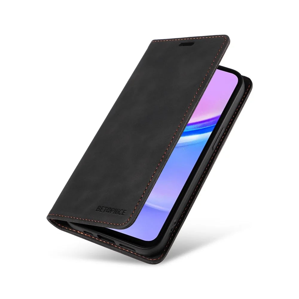 BETOPNICE 003 For Samsung Galaxy A18 5G / A18 4G / A17 5G / A17 4G / A26 5G / A16 5G / A16 4G Stand Case Anti-Scratch Leather Wallet Phone Cover - Black - 6
