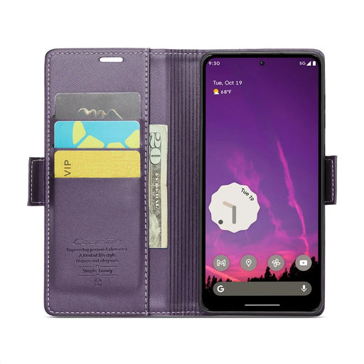 For Google Pixel 9 Pro XL Leather Case CASEME 023 RFID Blocking 3 Card Slot Mobile Cover - Purple - 2