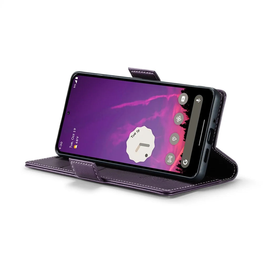For Google Pixel 9 Pro XL Leather Case CASEME 023 RFID Blocking 3 Card Slot Mobile Cover - Purple - 3