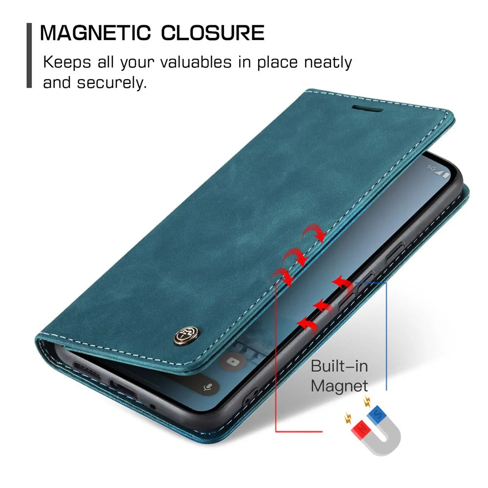 CASEME 013 Series For Google Pixel 9 Pro XL Case Card Holder Stand Leather Phone Cover - Blue - 6
