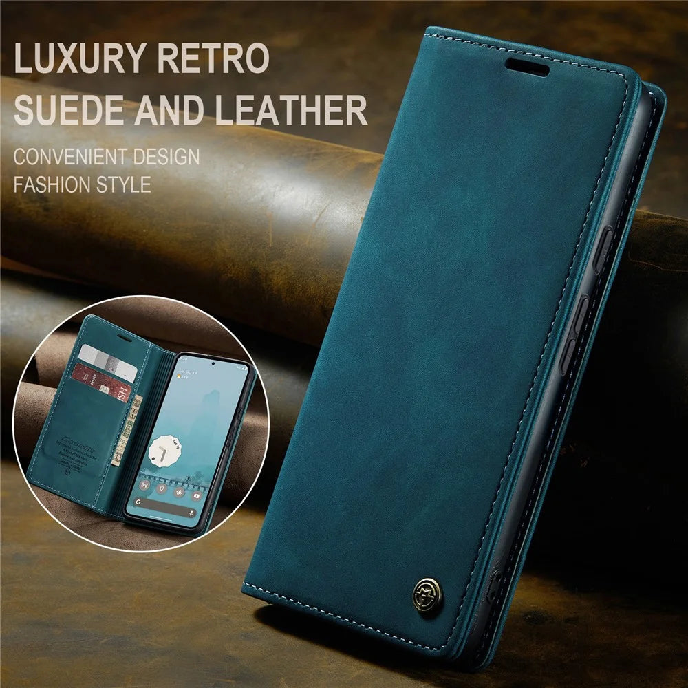 CASEME 013 Series For Google Pixel 9 Pro XL Case Card Holder Stand Leather Phone Cover - Blue - 7