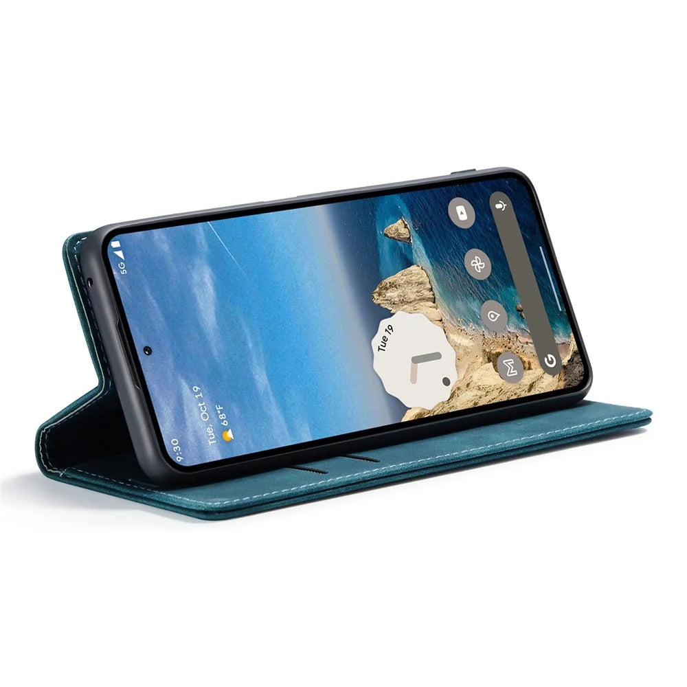 CASEME 013 Series For Google Pixel 10 Pro / 10 / 9 Pro / 9 Case Card Holder Stand Leather Phone Cover - Blue - 3