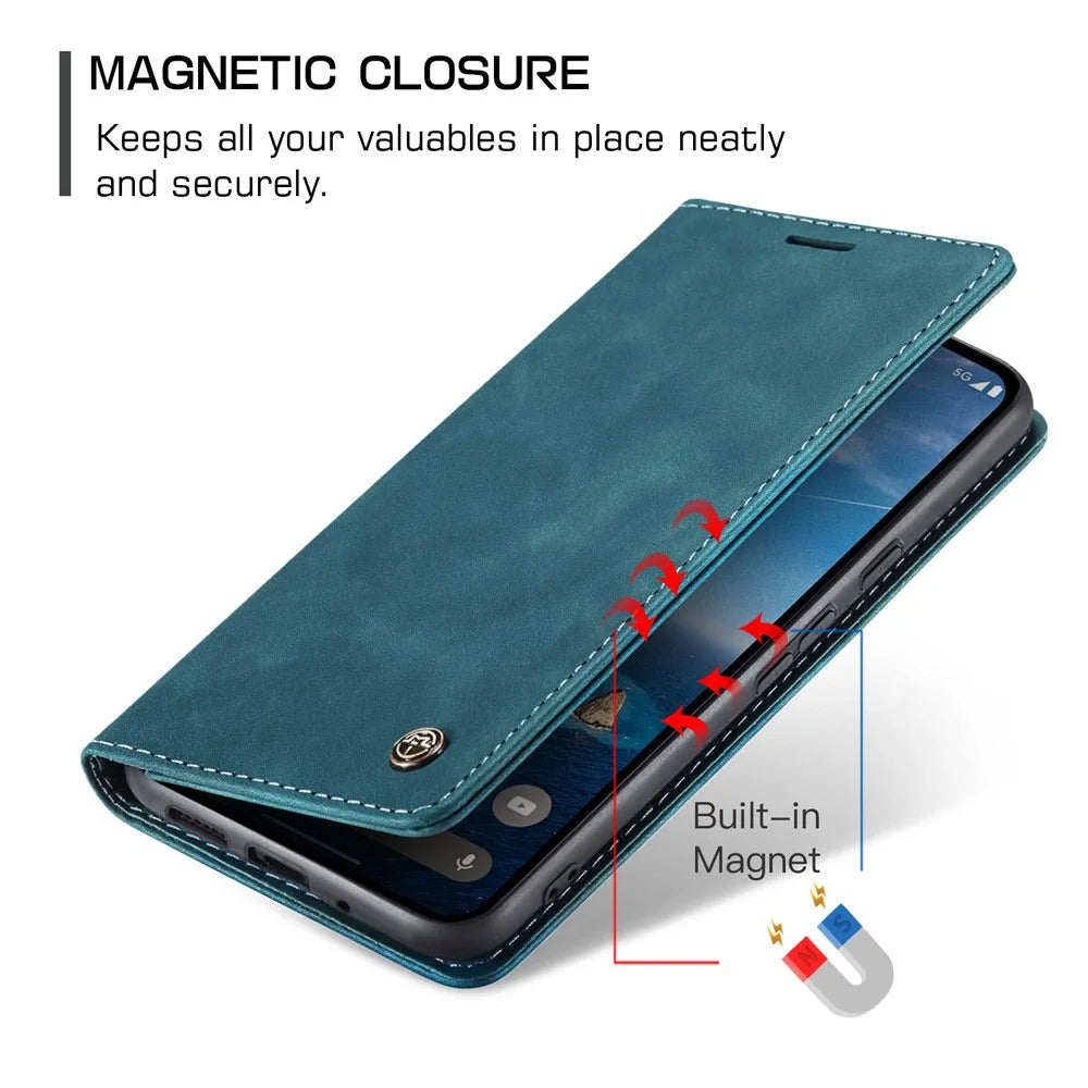 CASEME 013 Series For Google Pixel 10 Pro / 10 / 9 Pro / 9 Case Card Holder Stand Leather Phone Cover - Blue - 6