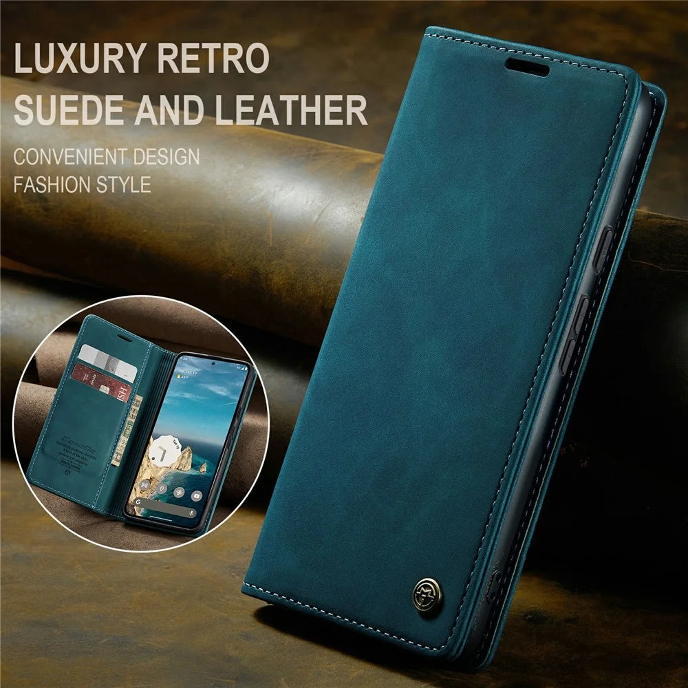 CASEME 013 Series For Google Pixel 10 Pro / 10 / 9 Pro / 9 Case Card Holder Stand Leather Phone Cover - Blue - 7