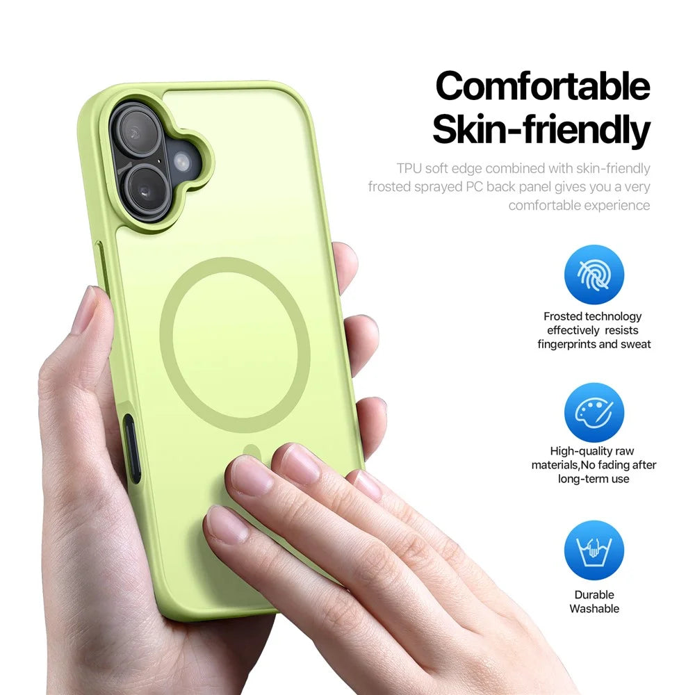 DUX DUCIS Yind Series For iPhone 16 Plus Case Compatible with MagSafe PC+TPU Matte Phone Cover - Green - 4