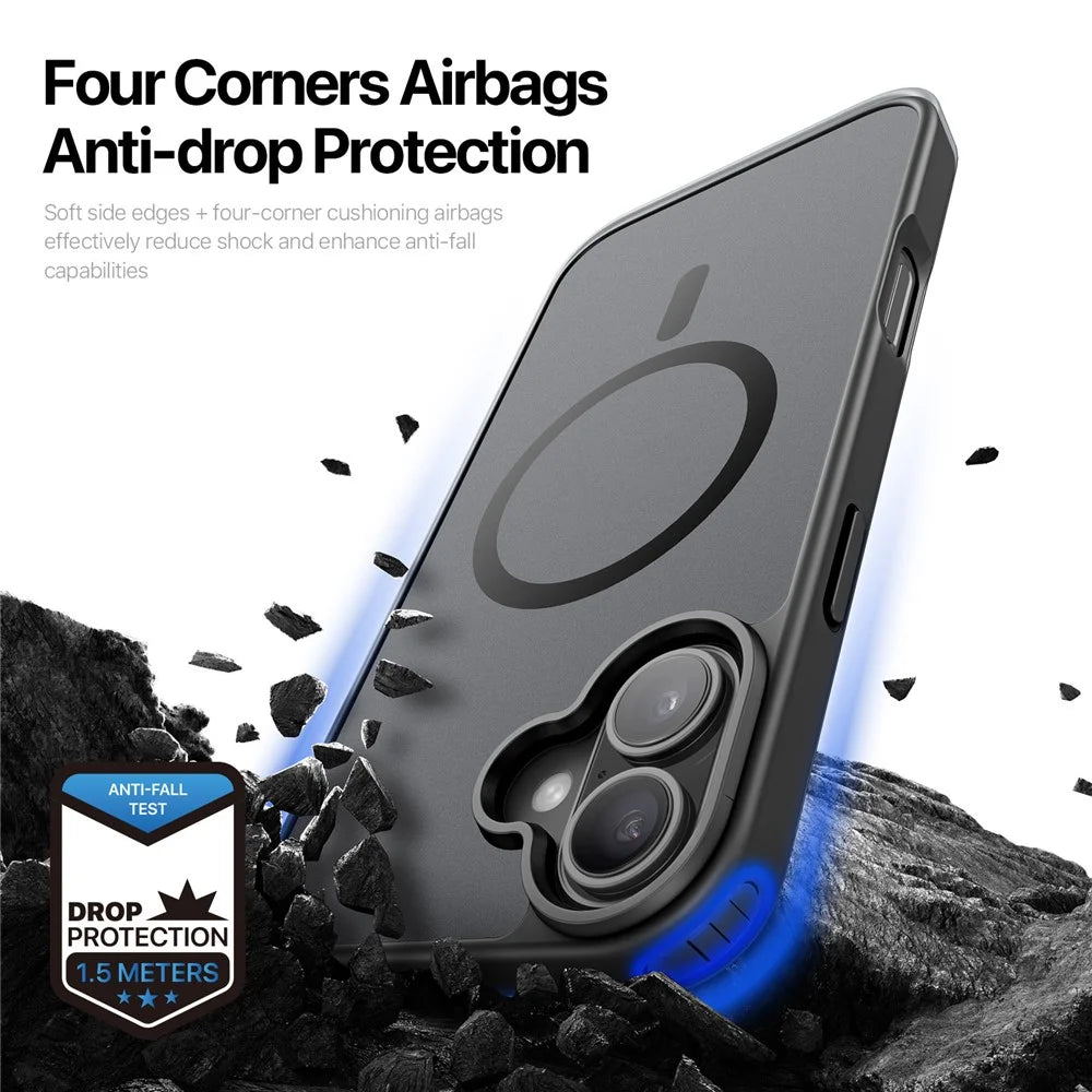DUX DUCIS Yind Series For iPhone 16 Matte Case Compatible with MagSafe PC+TPU Phone Cover - Black - 7