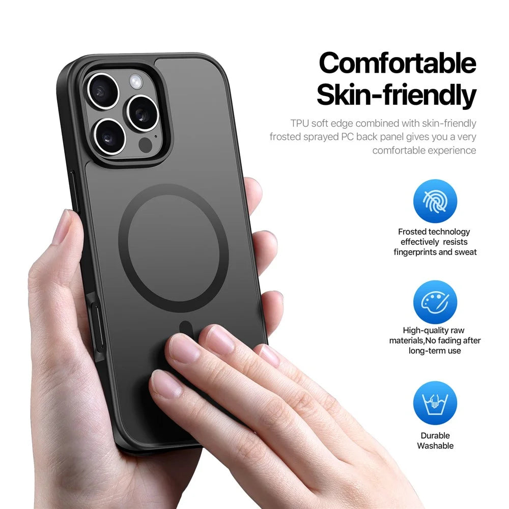 DUX DUCIS Yind Series For iPhone 16 Pro Max Magnetic Case TPU Frame Matte PC Back Phone Cover - Black - 4