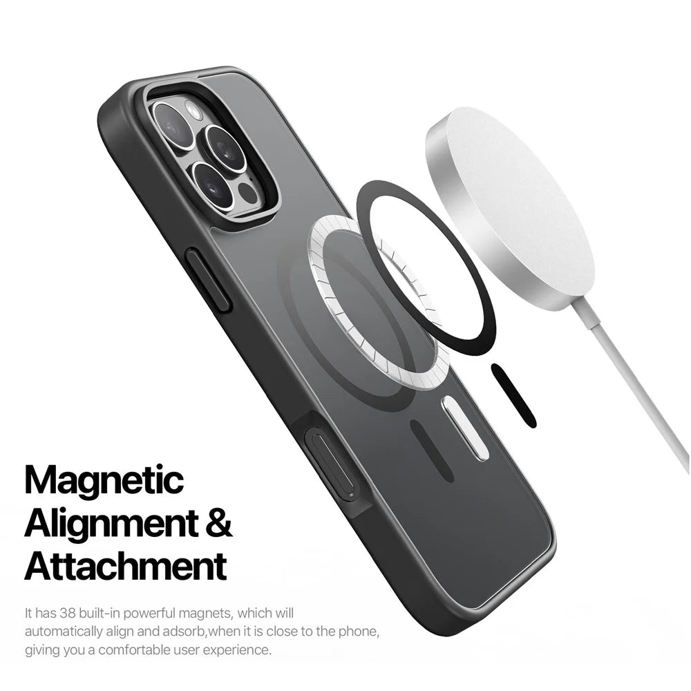 DUX DUCIS Yind Series For iPhone 16 Pro Max Magnetic Case TPU Frame Matte PC Back Phone Cover - Black - 5