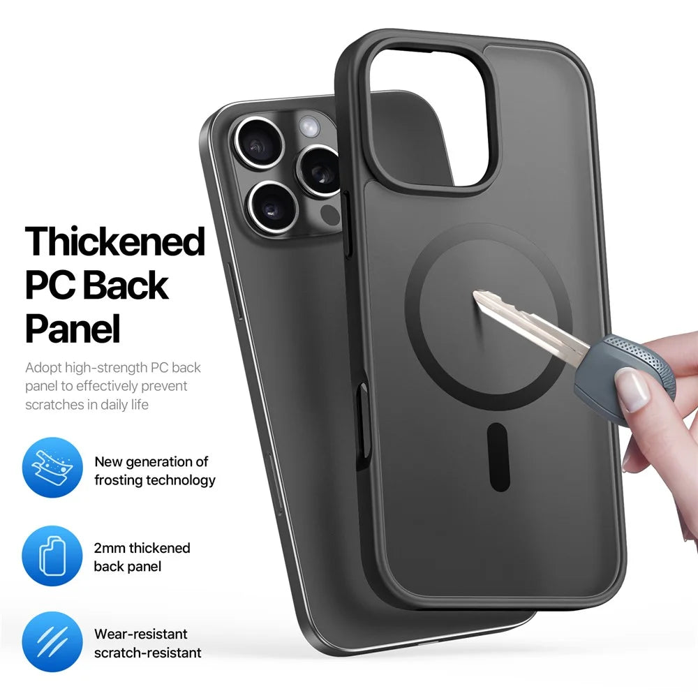 DUX DUCIS Yind Series For iPhone 16 Pro Max Magnetic Case TPU Frame Matte PC Back Phone Cover - Black - 6