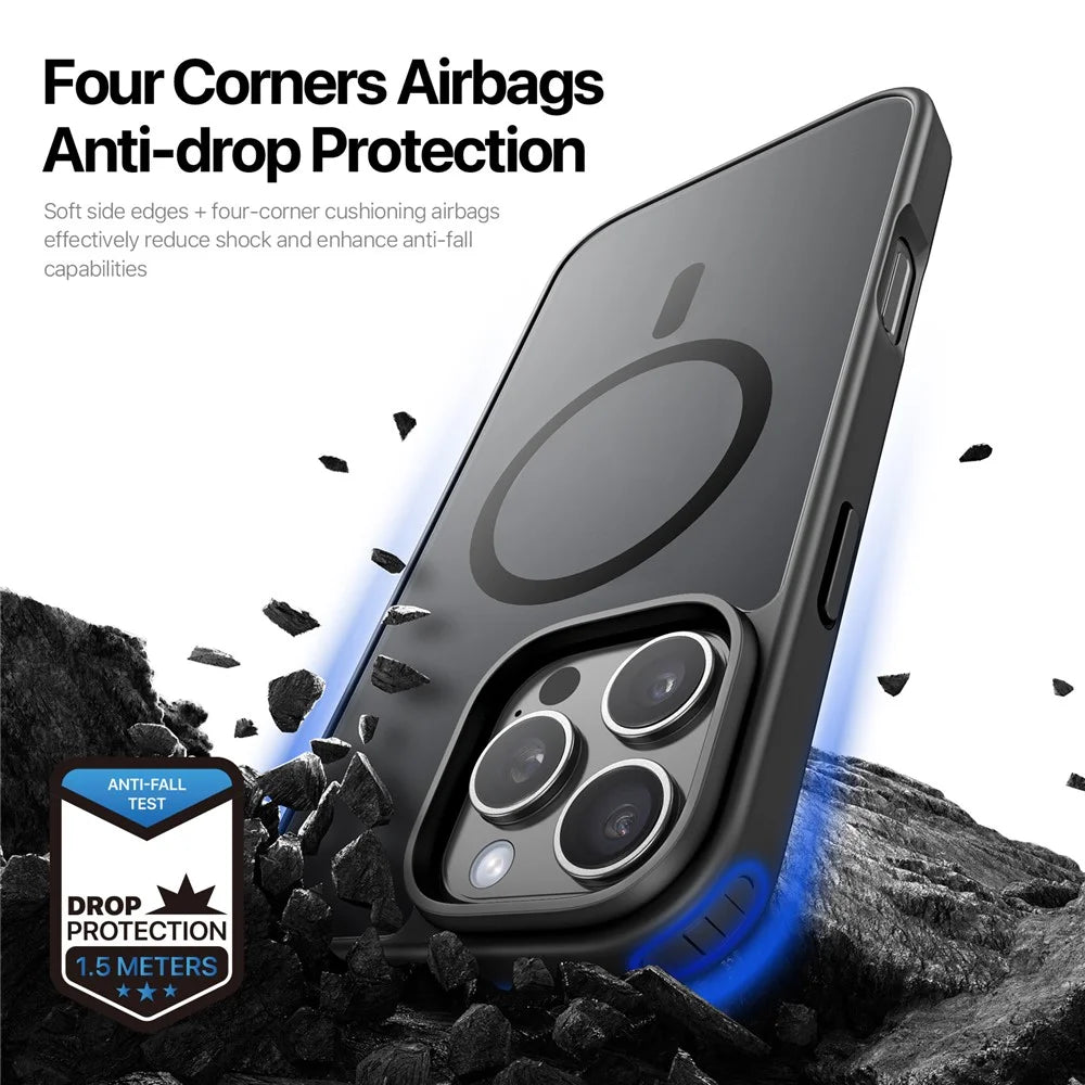 DUX DUCIS Yind Series For iPhone 16 Pro Max Magnetic Case TPU Frame Matte PC Back Phone Cover - Black - 7