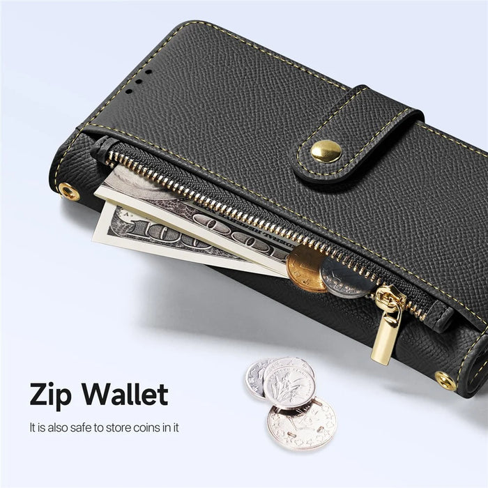 DUX DUCIS Lawa Series for iPhone 16 Plus Case Compatible with MagSafe Detachable Cowhide Leather Wallet Cover - Black - 7