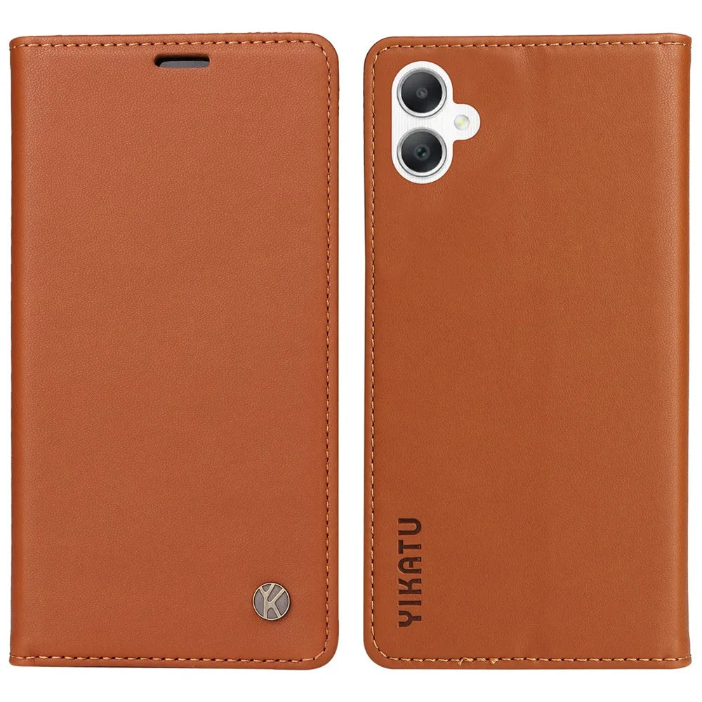 YIKATU YK-001 For Samsung Galaxy A08 5G / A08 4G / A07 4G / A06 4G / A06 5G Case Stand Leather Phone Cover Strong Magnetic Closure - Brown - 1