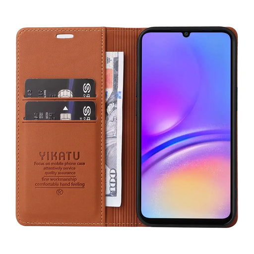 YIKATU YK-001 For Samsung Galaxy A08 5G / A08 4G / A07 4G / A06 4G / A06 5G Case Stand Leather Phone Cover Strong Magnetic Closure - Brown - 2