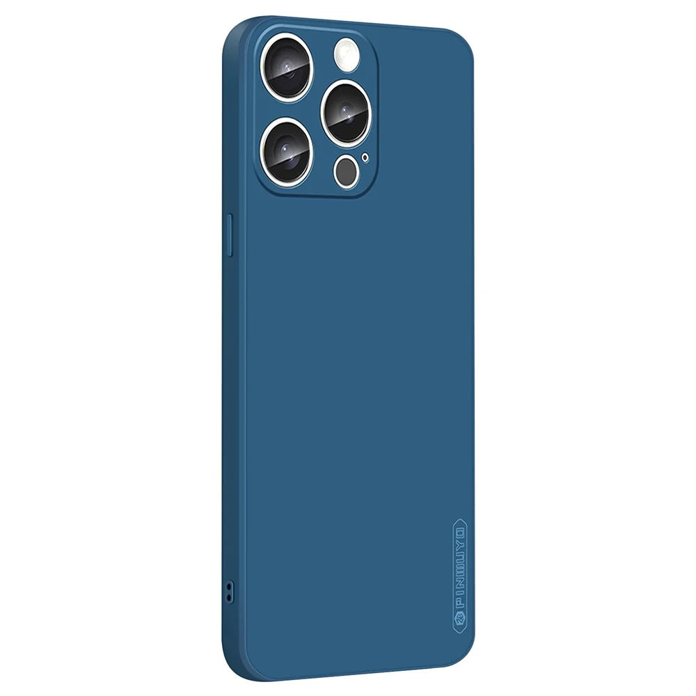 PINWUYO JK Touching Series For iPhone 16 Pro Case Silky Touch Soft TPU Phone Back Cover - Navy Blue - 1