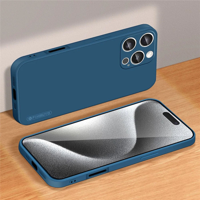 PINWUYO JK Touching Series For iPhone 16 Pro Case Silky Touch Soft TPU Phone Back Cover - Navy Blue - 3