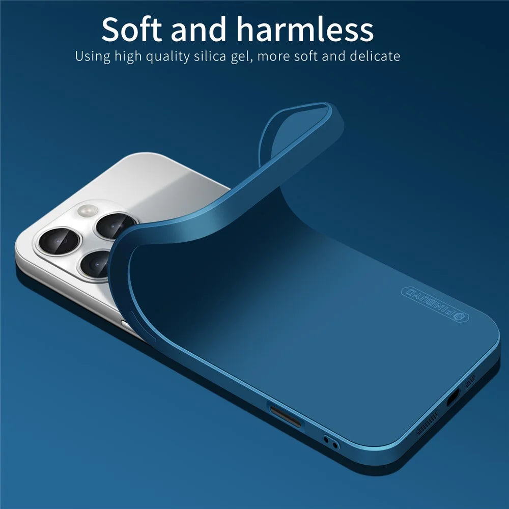 PINWUYO JK Touching Series For iPhone 16 Pro Case Silky Touch Soft TPU Phone Back Cover - Navy Blue - 7