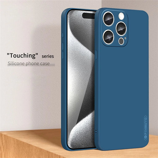 PINWUYO JK Touching Series For iPhone 16 Pro Max Case TPU Phone Cover Precise Lens Protection - Navy Blue - 2