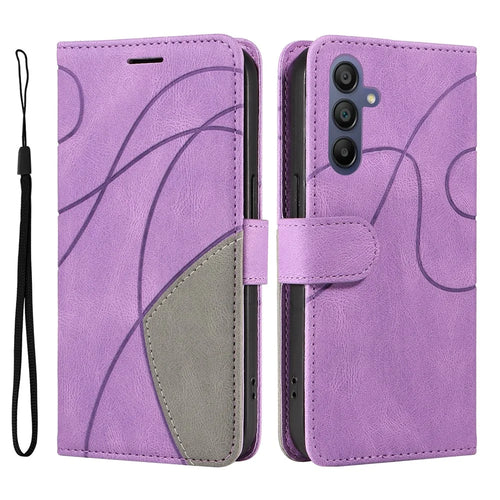 For Samsung Galaxy A18 5G / A17 5G / A17 4G / A26 5G / A16 5G / A16 4G Leather Case Wallet Stand Color Splicing Phone Cover  - Purple - 1