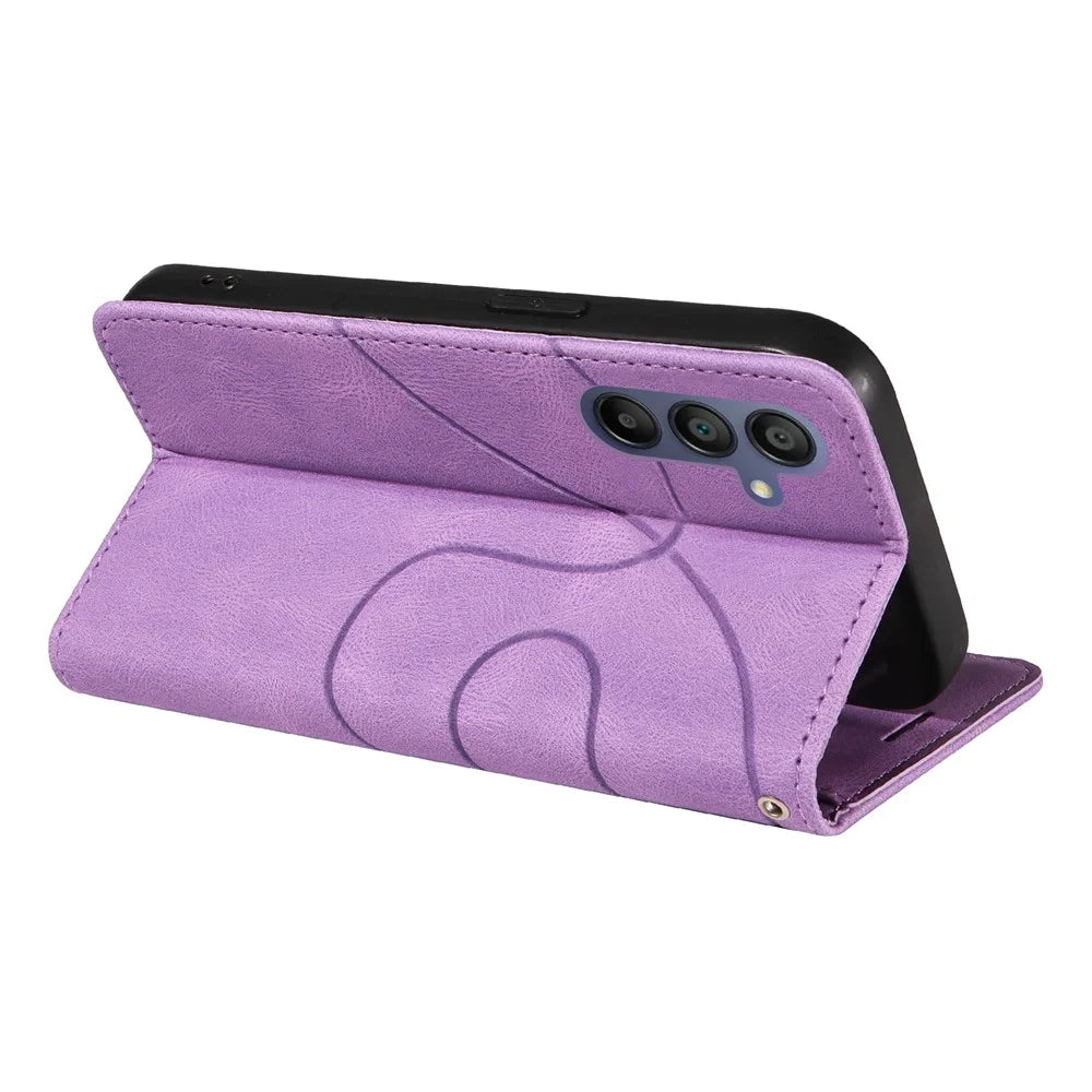 For Samsung Galaxy A18 5G / A17 5G / A17 4G / A26 5G / A16 5G / A16 4G Leather Case Wallet Stand Color Splicing Phone Cover  - Purple - 4