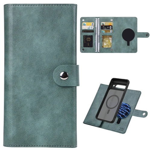VILI GVA Series for Google Pixel 8a Magnetic Case Detachable PU Leather Wallet Phone Cover - Green - 1