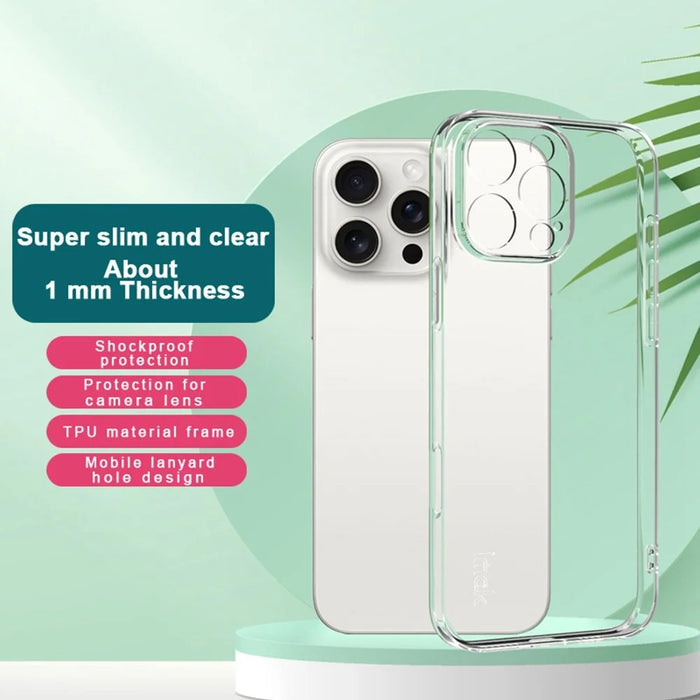 IMAK UX-5 Series for iPhone 16 Pro Max Clear Case Soft TPU Ultra Thin Phone Cover - 2
