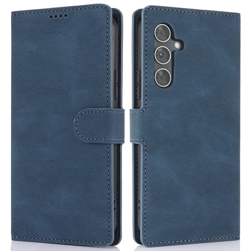 For Samsung Galaxy S24 FE Case PU Leather Phone Cover with Wallet Stand View - Blue - 1