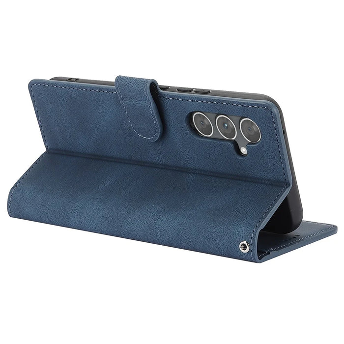 For Samsung Galaxy S24 FE Case PU Leather Phone Cover with Wallet Stand View - Blue - 3